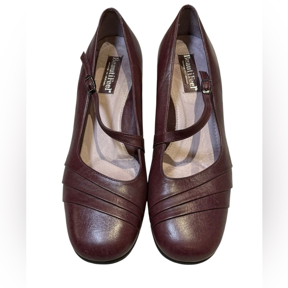 BeautiFeel Kate Burgundy Leather Mary Jane Comfort Pumps Size 8